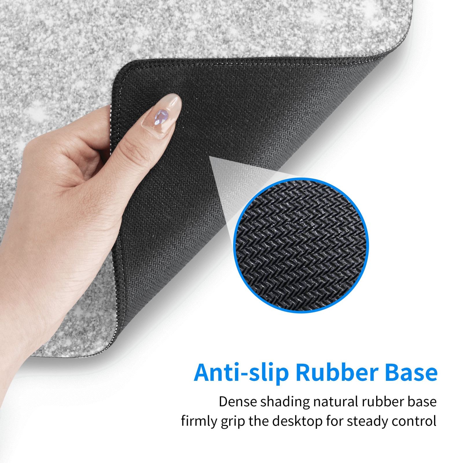 Rateoe Silver Glitter Print Mouse Pad - Extended Large Gaming Mousepad,Non-Slip Stitched Edge,16x29.5 Inch