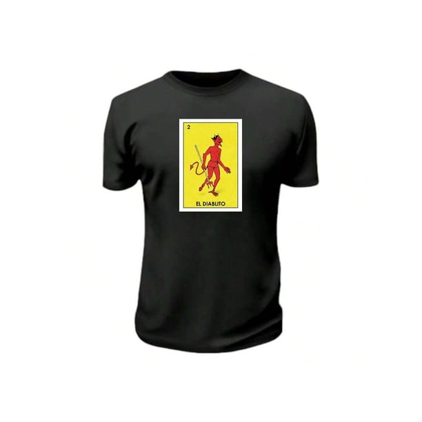 Playera Estampado De El Diablito Loteria Nacional Fiestas Patrias Septiembre Color Negro Talla Mediana Marca Emil SaEs