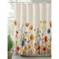 thumbnail image 3 of Yellow Red Blue Spring Floral Bathroom Curtain 78 Inch Shower Curtain with Hooks, Watercolor Botanical Summer Flowers Waterproof Polyester Bath Curtain Washable Bathtub Curtain 72''x 78'', 3 of 6