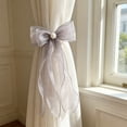 thumbnail image 5 of Lace Bow Curtain Tiebacks, Silky Ribbon Bowknot Curtain Holdbacks for Sheer Curtains, Decorative Curtain Accessories for Bedroom Living Room Wedding Decor (1 Pack, Gray), 5 of 7