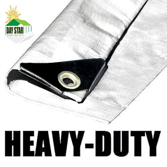 24'X24' White Tarp SUPER Heavy Duty 12 mil 3 Ply Coated Reinforced Canopy 6 oz 3 Layer