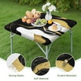 thumbnail image 4 of Black and Gold Marble Wavy Lines Pattern Square Fitted Tablecloth with Elastic Edge,Square Table Cover,Washable Elastic Table Cover for Home Kitchen Party Decor 36"x36", 4 of 6