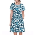 thumbnail image 1 of Vsdgher Vagues Océaniques pour Femmes Été 2025 Robes Midi Maxi Décontractées Légères à Manches Courtes à Col Rond Robe de Plage, 1 of 6