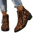 thumbnail image 3 of asddcavvf Ladies Fashion Retro Leopard Pattern Suede Pointed Zipper Thick Heel Ankle Boots, 3 of 9