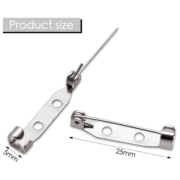 100 Pcs Brooch Pins,Secure Brooch Pin,Secure Back Clasp with Back Bar Fastener,Silver Bar Pins,Silver Badge Pin Backs