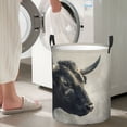 thumbnail image 5 of Sikiie Mystical Bull in Fog Print Round Dirty Clothes Basket, Waterproof Standing Foldable Storage Basket, for Laundry Room, Bedroom, Bathroom Storage-Medium, 5 of 6