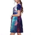 thumbnail image 2 of Balery Starry Multicolored Wolf Vestidos sueltos de manga corta para mujer, vestidos de verano 2025, vestidos casuales de corte A con vuelo., 2 of 6