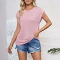 thumbnail image 5 of Womens Shirts Blouse Women's Fashion Casual Wave Stripe Loose Short Sleeve T-Shirt Vest Top, 5 of 6