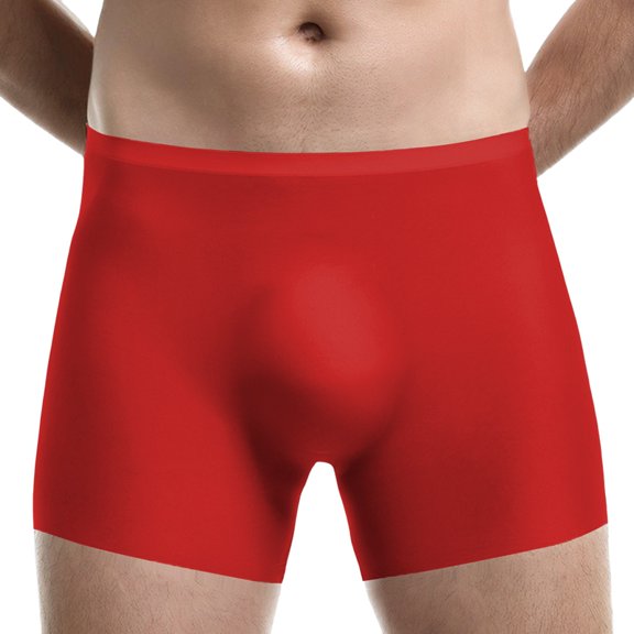 Men's Solid Seamless Boxer Briefs Red L