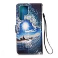 thumbnail image 4 of Dteck Case for Samsung Galaxy S23 Ultra, 3D Stylish Magnetic Painting PU Leather Wrist Strap Card Cash Slots Stand Feature Flip Cover, Wave, 4 of 5
