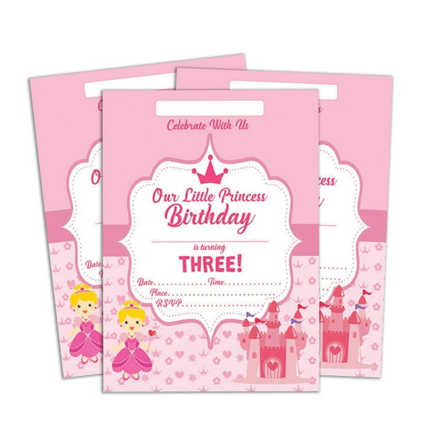 Darling Souvenir Pink Birthday Invitation Card 28 Pcs Fill or Write In Blank Invites Printable Party Supplies 5 x 7 Inches