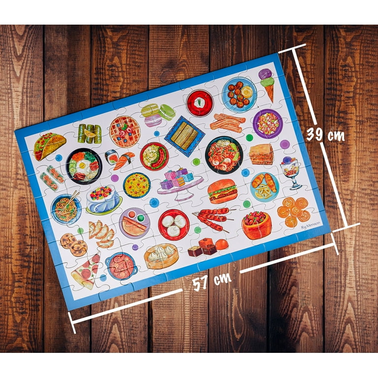 Cognisprings World Food Puzzles for Kids Ages 4-8 - Food Games - Jigsaw Puzzles - 64 Pcs Puzzle Games - Kids, Toddler Puzzles - Food Learning