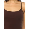 thumbnail image 3 of Ola Mari Junior Size BUILT-IN Shelf Bra Adjustable Spaghetti Strap Solid Camisole Tank Top, Brown, Medium, 3 of 3