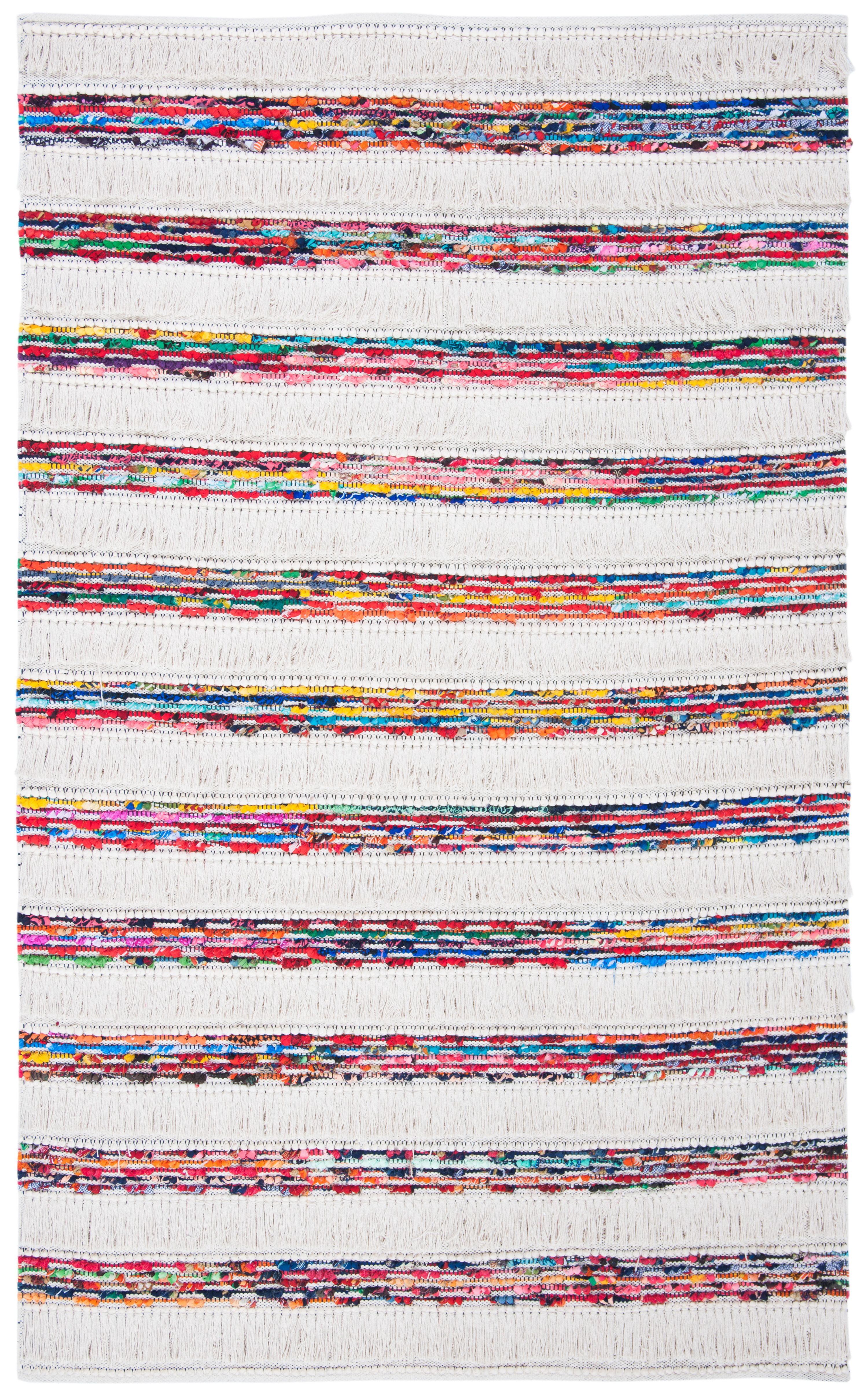 SAFAVIEH Natura Wilson Southwestern Striped Area Rug, Ivory/Red, 5' x 8'