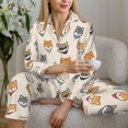 thumbnail image 6 of Fuzoiu Shiba Head Face Print Women's Long-Sleeved Pajama,Lounge Button Down Nightwear,Womens Notch Collar Pajama Set-XX-Large, 6 of 7