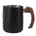 thumbnail image 1 of Mjölkskumningskopp med inre skala, 304 rostfritt stål droppfri pip kaffekanna med handtag, matt svart, 600 ml, 1 of 5