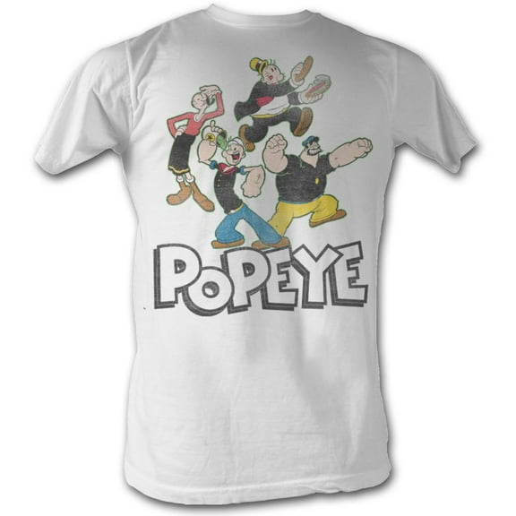 Popeye Sailor Crew Men's T Shirt (White, AdultS)