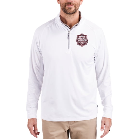 Men's Cutter & Buck White Indiana Hoosiers College Football Playoff 2025 National Champions Adapt Eco Knit Stretch
