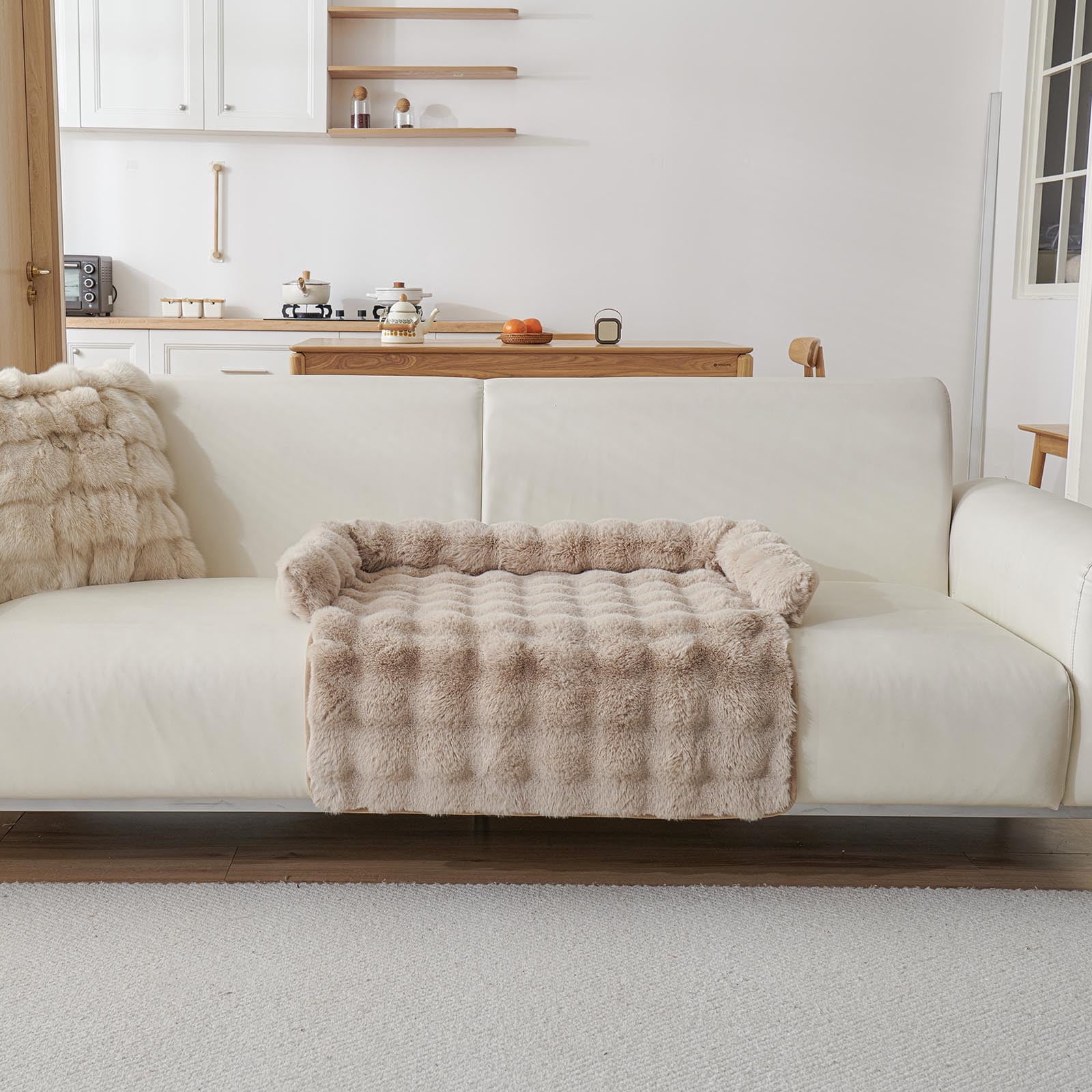 Cozy Dog Mat for Couch Fuzzy Washable Furniture Protector Calming Dog Bed Bunny Blanket for Puppies and Cats - Comfort Pet Bed Solution