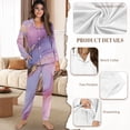 thumbnail image 6 of DISNIMO Marble Print Women's 2 Piece Pajama Sets Long Sleeve Nighwear Button Down Pjs V Neck Sleepwear Loungewear with Long Pants, 6 of 6