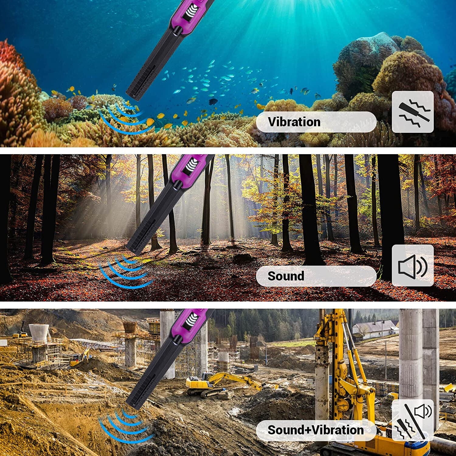 Metal Detector Pinpointer Handheld Pin Pointer Search Finder Probe With LCD Display,IP68 Waterproof 50Ft Depth for Adult,Metal Reader in 3 Alarm Modes