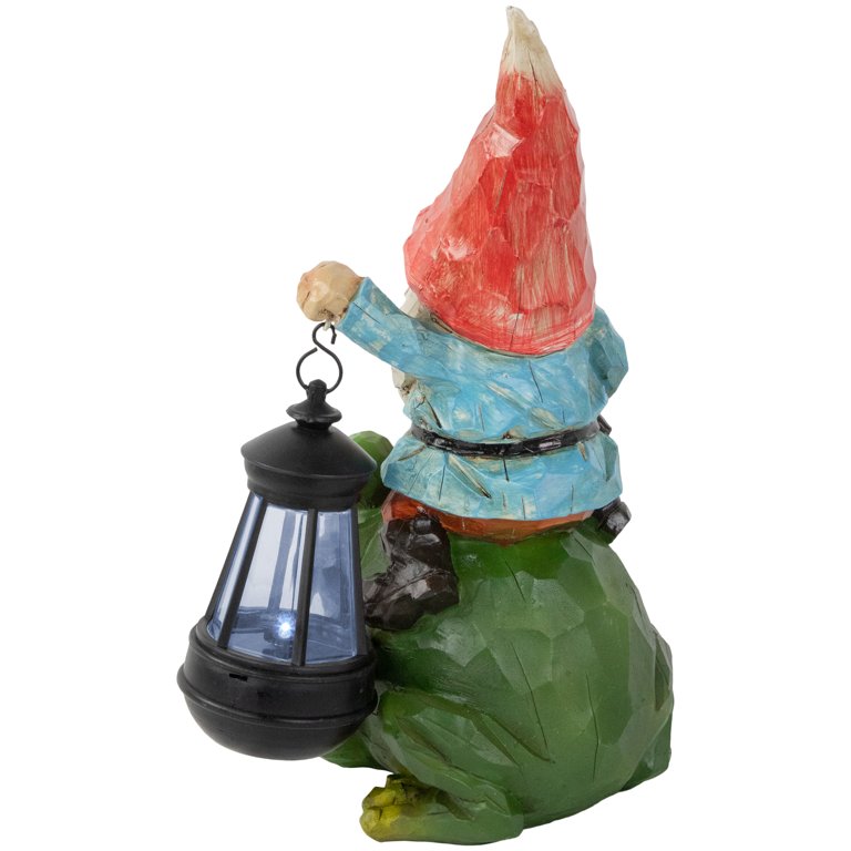 Solar Garden Gnome Statue With LED Lights - Outdoor Decor With Torch Holder