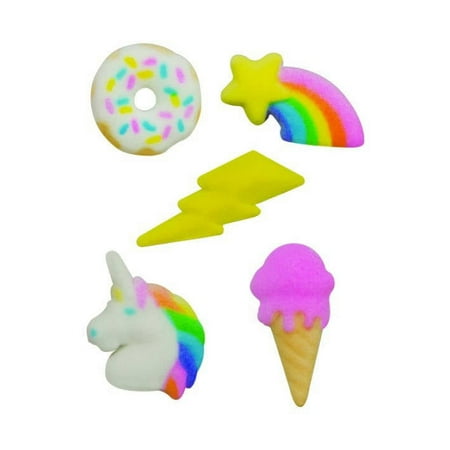 Rainbow Party Donut Ice Cream Cone Lightning Unicorn Sugar Decorations Toppers Cupcake Cake Cookies Birthday Favors Party 12 Count