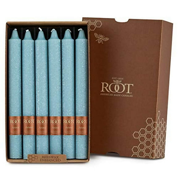 ROOT Candles Unscented Timberline™ Arista Taper Candles, 9-Inch Tall, Box of 12, Color: Sky