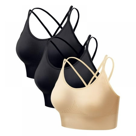 

Xmarks Sports Bras for Women Yoga Workout Bra- Running Gym Activewear Mesh Non Steel Ring Sports Gathering Anti Drooping Fitness Bra(3-Packs)