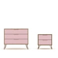 thumbnail image 2 of Manhattan Comfort Rockefeller Mic Century- Modern Dresser and Nightstand with Drawers- Set of 2 in Nature and Rose Pink, 2 of 4