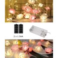thumbnail image 4 of Guirnalda de luces rosas de 3 m, 20 LED a pilas, luces de hadas con flores rosas en blanco cálido, decoración romántica para el jardín, bodas, fiestas, San Valentín y Navidad (blanco-rosa), 4 of 5
