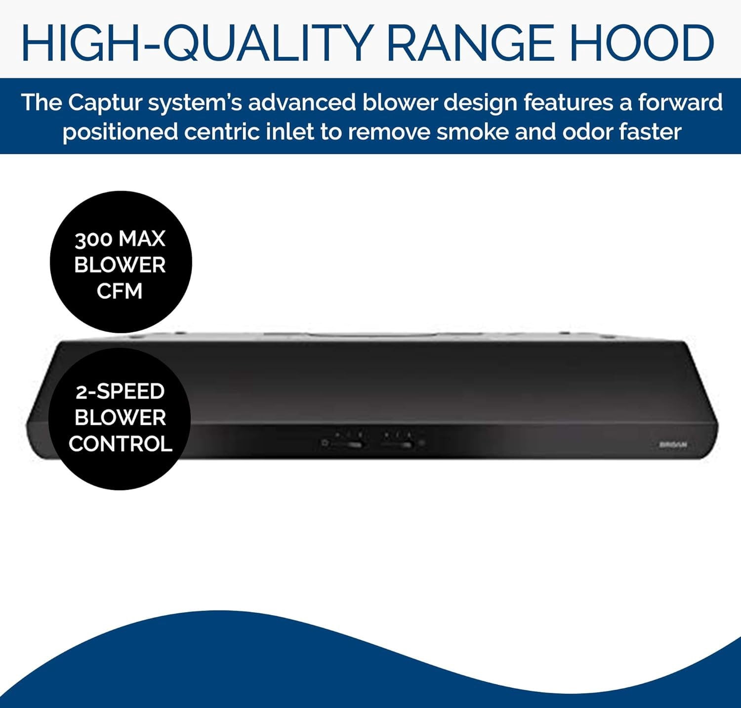 Broan-NuTone Range Hood Sahale BKSH130BL - 300 CFM, 2-Speed, Under Cabinet - Black
