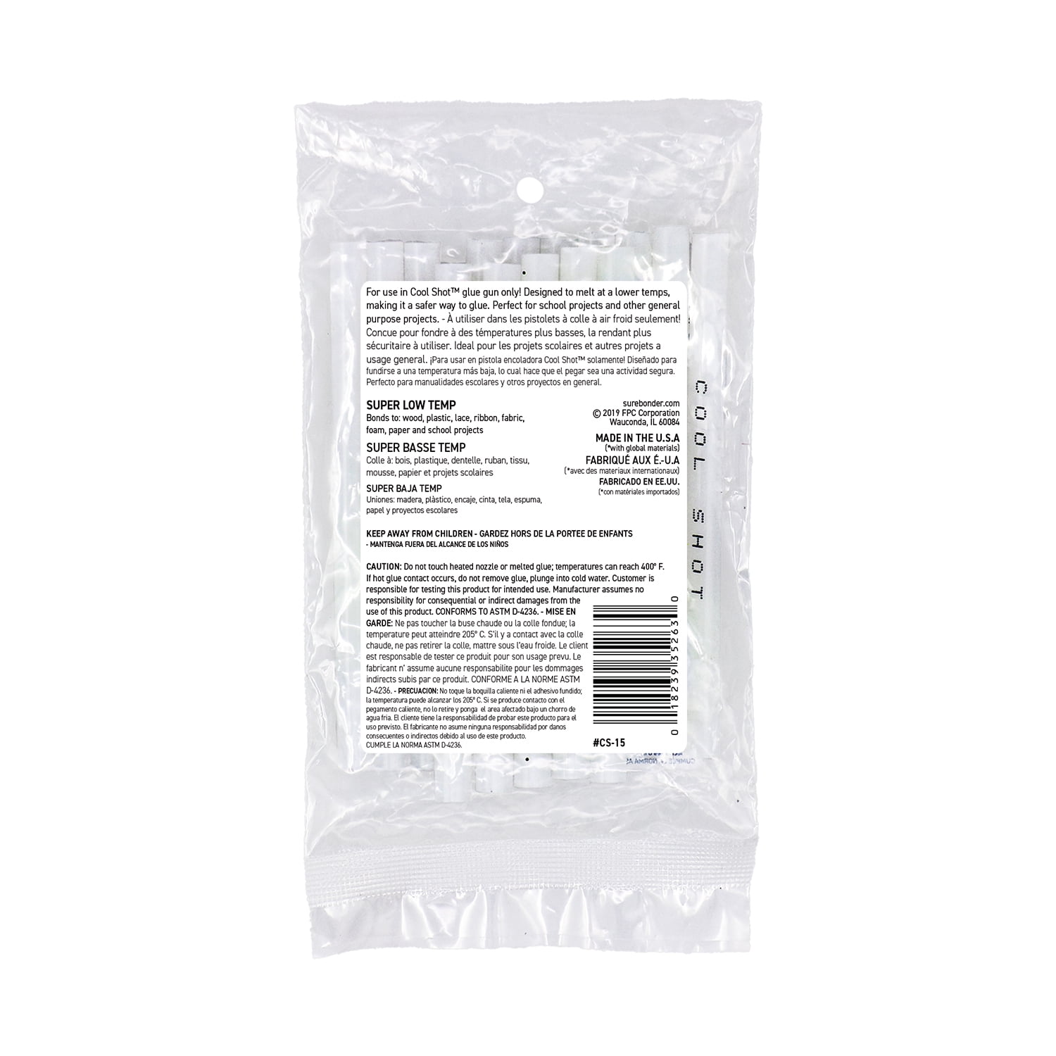 (2 pack) Surebonder Cool Shot Ultra Low-Temp 4-Inch Mini Hot Glue Sticks for Delicate Materials, Foam, Fabric, Balloons - Use with Cool Shot Glue Gun - 15 Pack