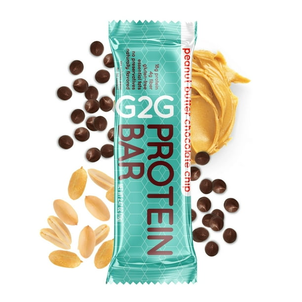 G2G Refrigerated Protein Bar, Peanut Butter Chocolate Chip, Healthy Snack or Delicious Meal