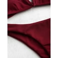 thumbnail image 7 of ZAFUL Women Swimsuit Ribbed V Cut Bikini Set Red Wine M, 7 of 7