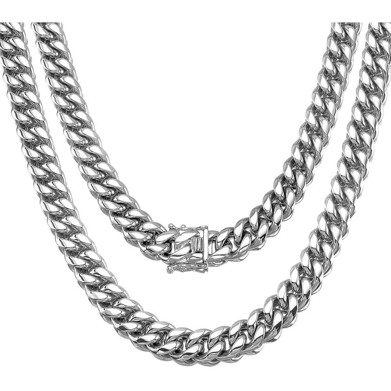 Jewelry Kingdom 1 Mens Necklace or Bracelet 12MM Silver Cuban