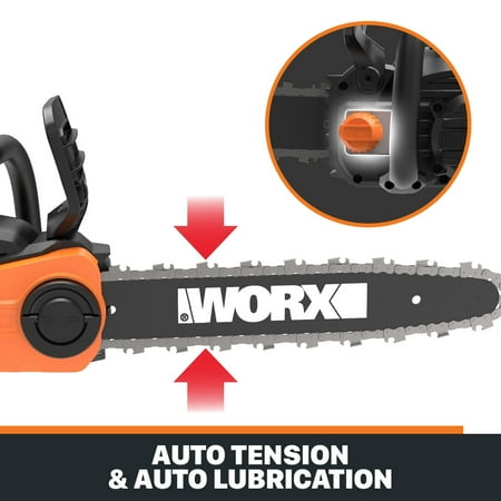 WORX - WG384 40V 14" Cordless Chainsaw with Auto-Tension (2 x 2.0 Ah Batteries & 1 x Charger) - Black