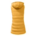 thumbnail image 7 of Letdown Long Puffer Vest Women Sleeveless Hooded Puffer Jacket Lightweight Quilted Jackets Winter Warm Zip Up Coat Outerwear with Pockets (Yellow, L), 7 of 7