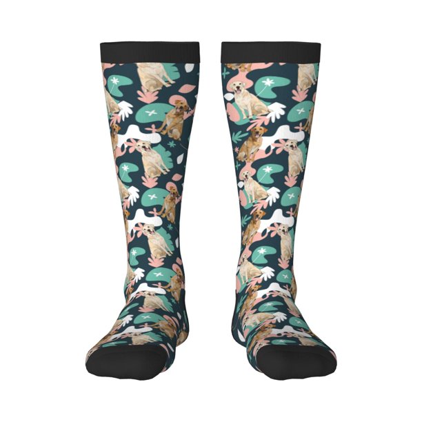 Fotbe Labrador Retriever Dog Calcetas Divertidas Estampadas para Hombre y Mujer, Calcetas de Algodón hasta la Rodilla para Caminar, Correr, Enfermería y Embarazo
