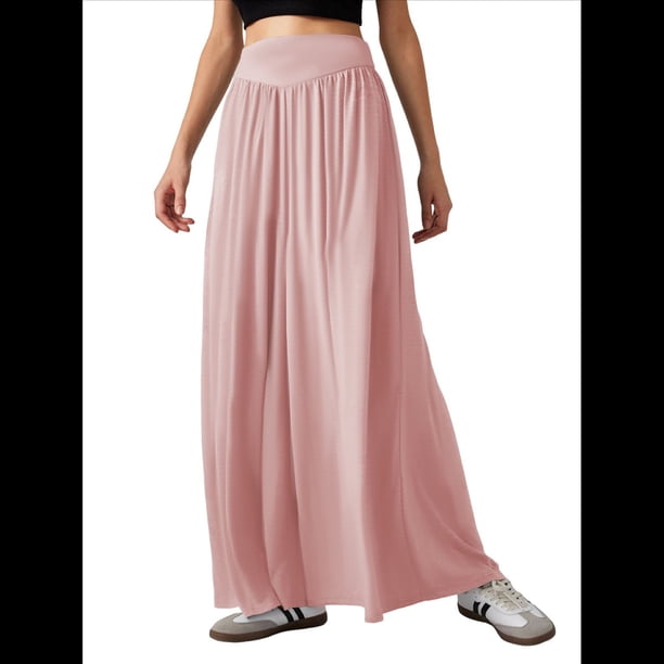 Pantalones Anchos para Mujer, Cintura Alta Elástica, Informales, Holgados, Estilo Palazzo, con Bolsillos, Holgados, Largos, de Otoño Rosa L