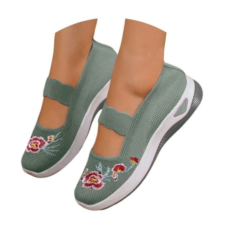 Oyedens Orthopedic Shoes for Women Ethnic Vintage Slip on Walking Loafers Casual Work Sneakers Womens