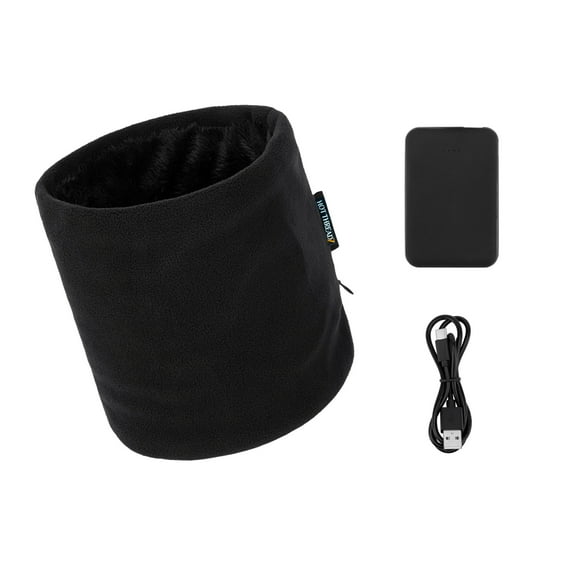 Hot Threadz Heated Neck Warmer 3 Heat Settings Polar Fleece & Arctic Plush Rechargeable Black