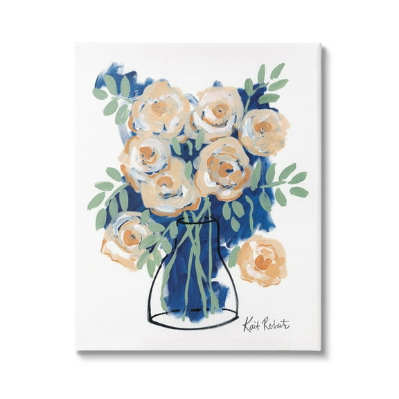 Stupell Industries Abstract Flower Swirls Pink Roses Line Art Vase,24 x 30, Design by Kait Roberts