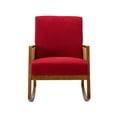 thumbnail image 4 of Rocking Chair with Cushion, Adult Single Sofa & Old Man Chair, Modern High Back Armchair for Living Room, Comfortable Upholstered Chaise Lounge Chair,  Fabric Padded Seat, Red, 4 of 7