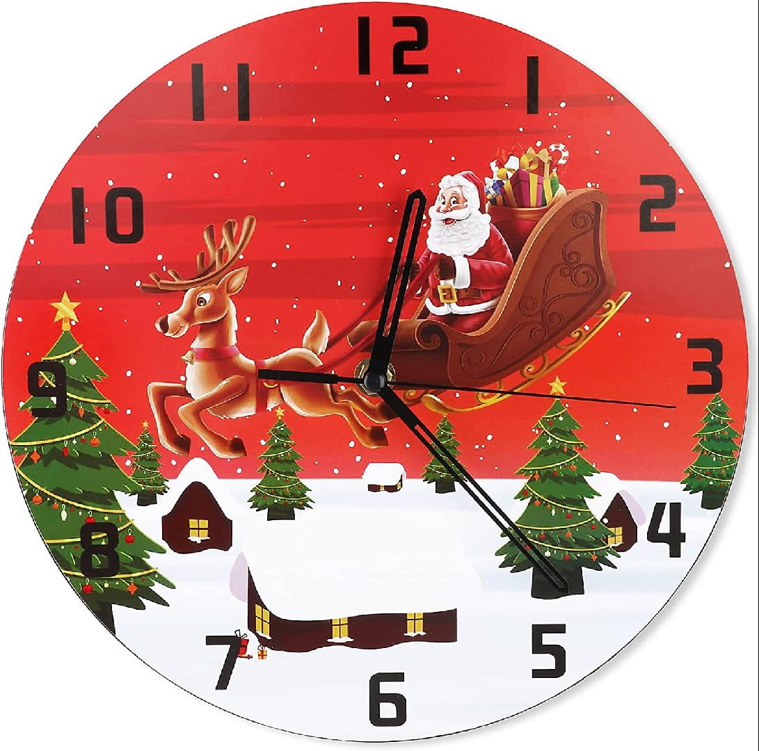 Christmas Clock 10 Inch Vintage Christmas Wall Clock Silent NonTicking