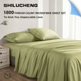 thumbnail image 3 of Shilucheng 4 Pieces Luxury Bed Sheets Set, 1800 Series Plush Microfiber Bed Sheets, 16" Deep Pocket, King, Green, 3 of 9
