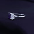 thumbnail image 3 of 1.70 CT 7X5MM Emerald Shape Natural Amethyst & 8X5MM Pear Cut Lab Created Moissanite Diamond Toi Et Moi 2-Stone Engagement Ring For Women In 14K White Gold Over Sterling Silver (1.70 Cttw)-12, 3 of 7