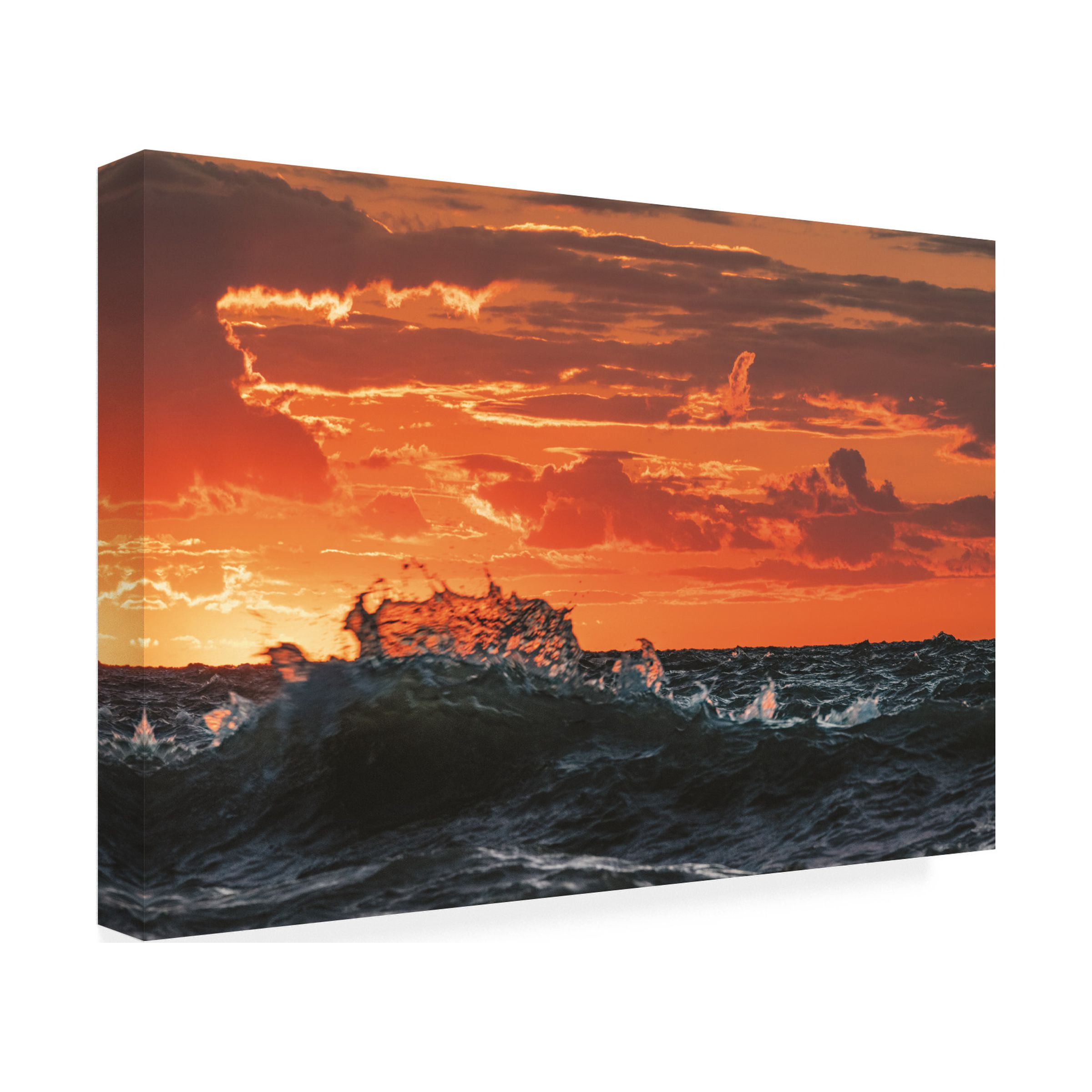 Kurt Shaffer Photographs 'Lake Erie Wave Splash At Sunset' Canvas Art