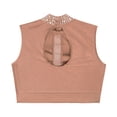 thumbnail image 5 of Aislor Kids Girls Sleeveless Shiny Rhinestone Lyrical Jazz Modern Ballet Dance Crop Tank Tops Shirt Dancewear Dusty Pink 6, 5 of 7
