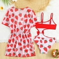 thumbnail image 4 of Hiijoy Toddler Girls Strawberry Print One-Piece Swimsuit with Cover-Up Bathing Suit, Sizes 3-7, 4 of 5
